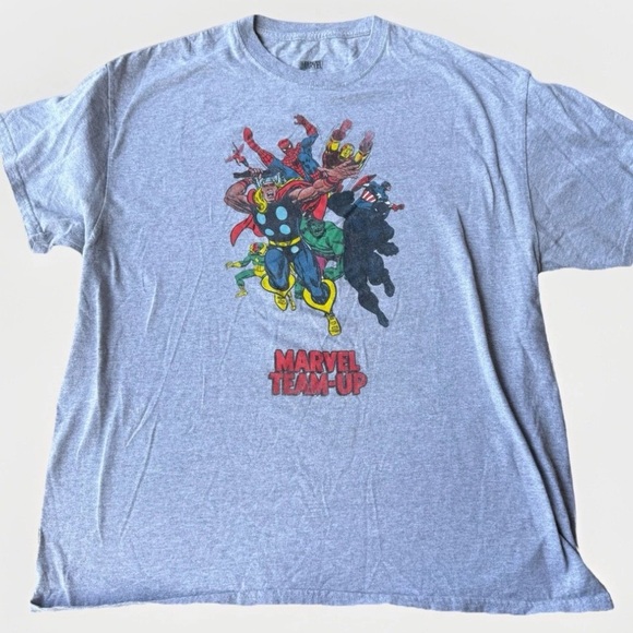 VTG Y2K Marvel Comics Team-Up Group Graphic Tee Adult T-Shirt Mens XL Cotton - Picture 1 of 7